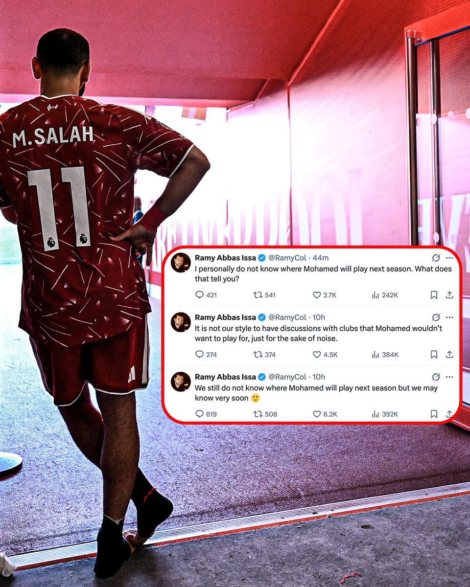 ESPNUK's tweet photo. Even Mo Salah's agent doesn't know what is going on... 🤔

🗣️ "I personally do not know where Mohamed will play next season. What does that tell you?" https://t.co/PTJ8GLxO7p