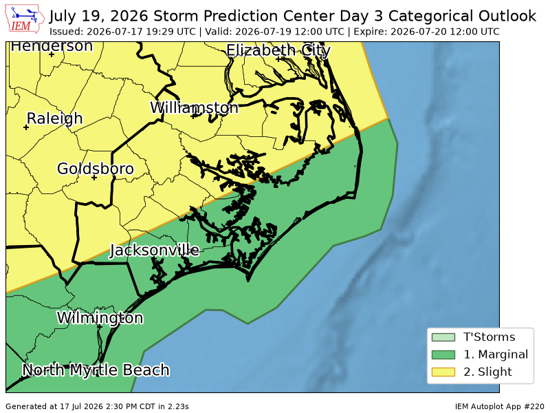 onlyiemwarnings's tweet photo. #SPC issues Day 3 Slight Convective Risk at Jul 17, 19:29z for MHX https://t.co/8EuOEh3lrm https://t.co/EDJaV2RjcP
