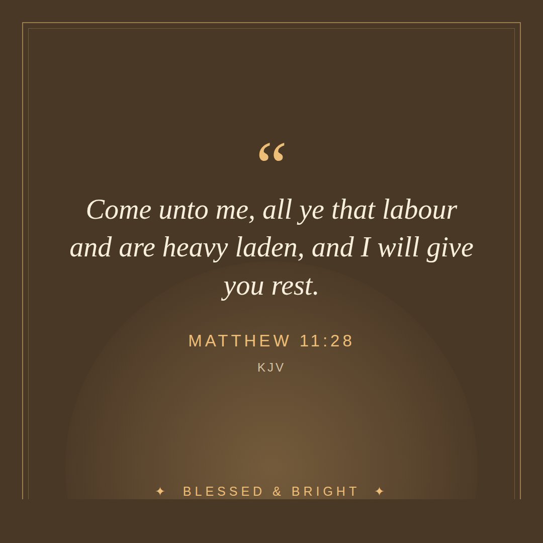 BlessedNBright's tweet photo. "Come unto me, all ye that labour and are heavy laden, and I will give you rest." — Matthew 11:28 https://t.co/WbCVpr4RUX