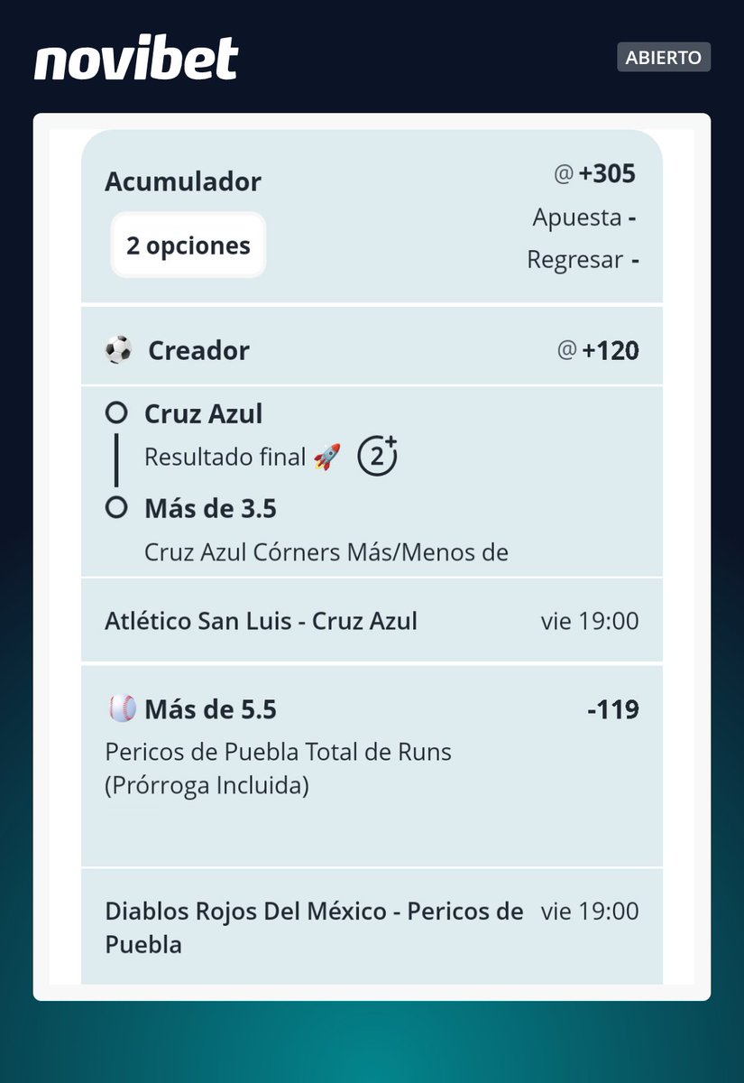 ZaschM's tweet photo. Parlay ‼️

Esta semana hemos ganado todo lo que tocamos 🙏

Hace unos momentos había mandado Diablos ML ya que había visto que Bauer abriría vs Pericos. 

Ahora vi que los rumores son reales Hall, coach de pitcheo saltara a la lomita. 

📣Apuesta : LMB + LigaMX

🔥Momio: +305🔥 https://t.co/N7bM5mwYEw