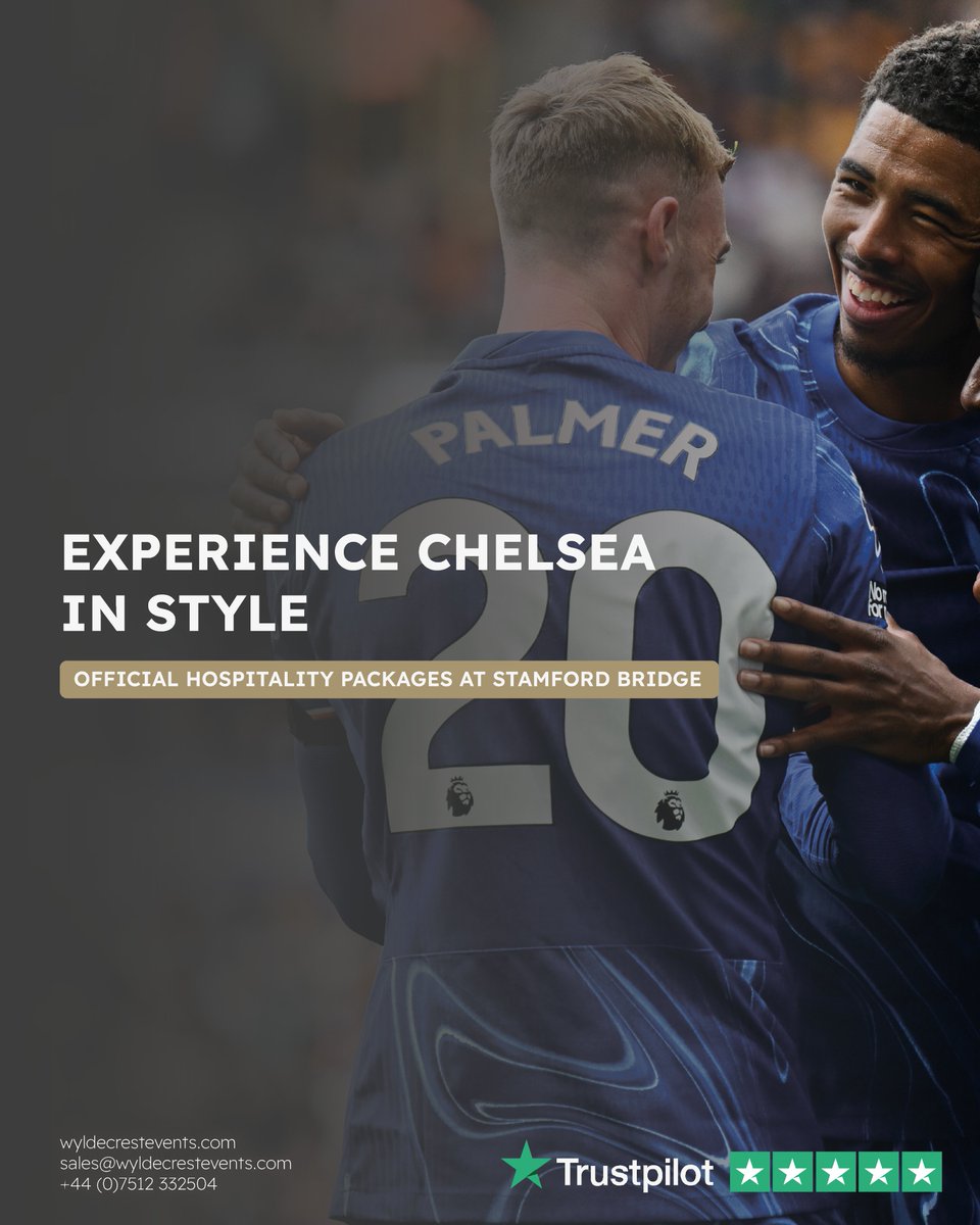 WyldecrestEvent's tweet photo. Experience Chelsea in style at Stamford Bridge ⚽

Enjoy official Chelsea hospitality, premium seating and an unforgettable matchday atmosphere with Wyldecrest Events.

Explore the latest fixtures and packages:

https://t.co/qwRmARusPb

#ChelseaFC #StamfordBridge https://t.co/yhiroyxxd9