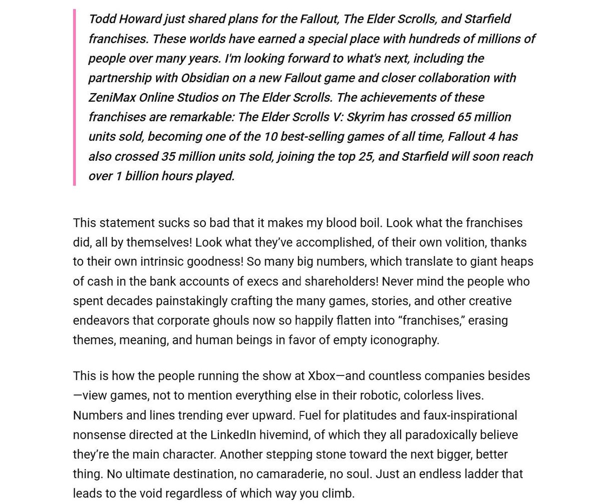 Vahn16's tweet photo. microsoft is in full damage control mode following last week's layoffs. its main strategy so far? namedrop sequels to popular series at every turn. but despite what execs like asha sharma might want you to think, those series were made by people, and now they'll never be the same https://t.co/vEE6MFH5AC
