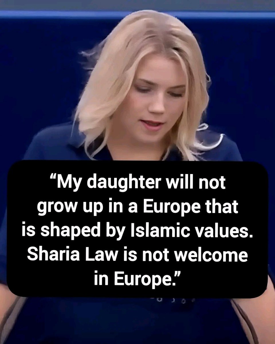 StefanikEl83115's tweet photo. 🚨Swedish politician Beatrice Timgren: “My daughter will not grow up in a Europe that is shaped by Islamic values. Sharia Law is not welcome in Europe.”

Thoughts? https://t.co/7NakHwQ8wk