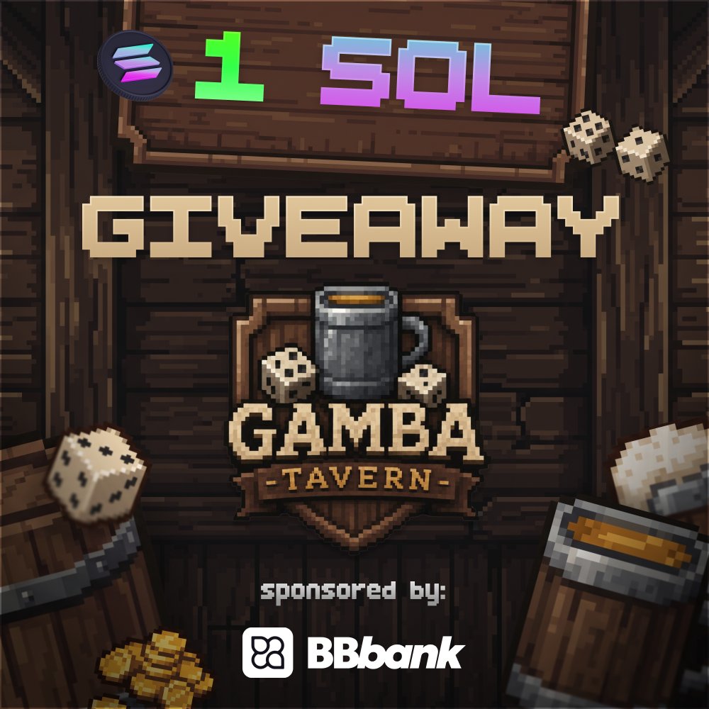 GambaTavern's tweet photo. 1 solana:So11111111111111111111111111111111111111112 GIVEAWAY! 🎁

✅ Follow @BetBoltBank &amp; @GambaTavern
✅ Like, retweet &amp; tag 1 friend

Ends in 3 days, good luck! ⏰ https://t.co/9TwDvkr4BH