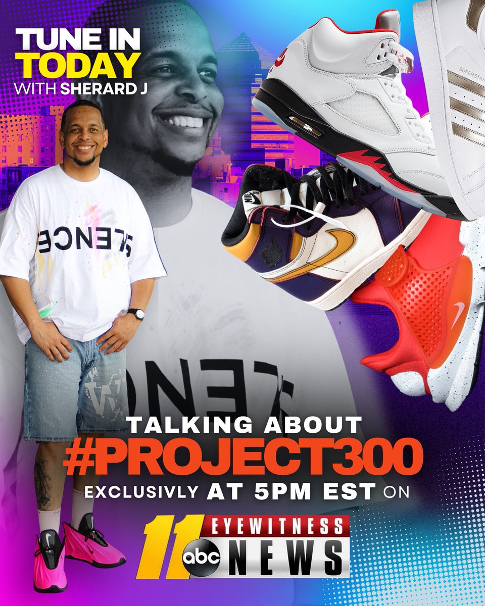 IAmSherardJ's tweet photo. Join me TODAY at 5pm as I talk about #Project300 on @ABC11_WTVD ‼️

[JULY 7TH - AUGUST 15th] - [Dunks vs Air Force 1’s]

Join us in our efforts to Collect 300 Pair of Brand New sneakers for underprivileged youth in the Durham Community as they prepare to go back to school. https://t.co/JkPZl6N3XS
