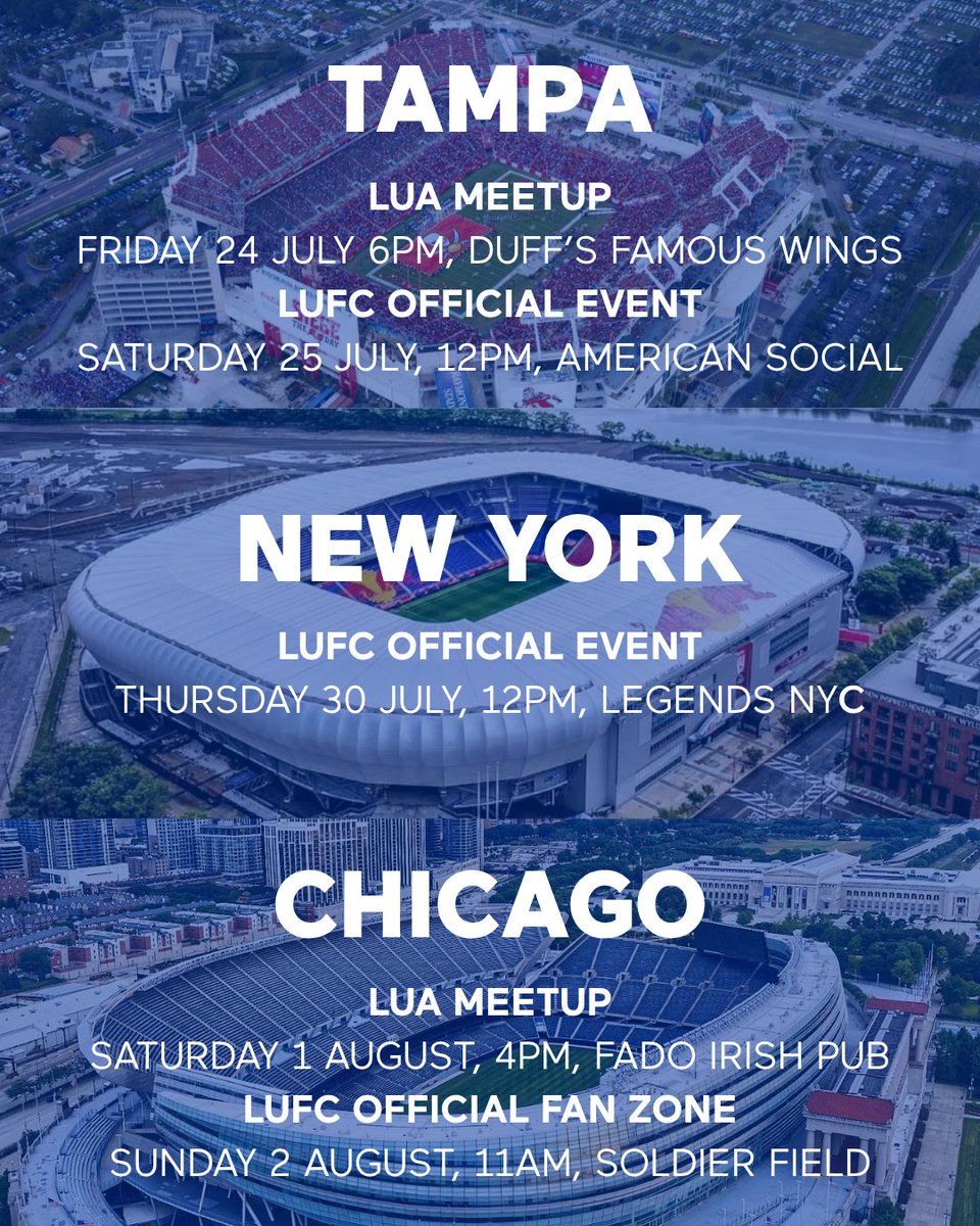 luamericas's tweet photo. The US tour starts next weekend in Tampa! Join Leeds United fans from across the US, Canada and beyond at events before each game. MOT! https://t.co/IiE2VYwNcH