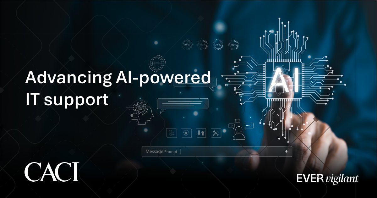CACIIntl's tweet photo. Congratulations to the @USAirForce on launching EVA, an AI-powered virtual assistant delivering secure, 24/7 IT support. CACI is honored to deliver this capability, strengthening how Airmen and Guardians stay mission-ready. Read more: https://t.co/vGxEeANuQ2 #EverVigilant https://t.co/oYY3NZMi4o