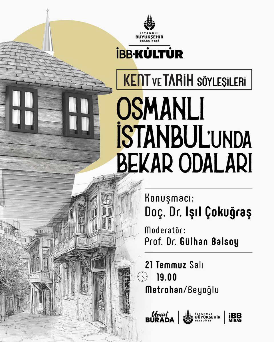 mhrpolat's tweet photo. İstanbul’da düzenli kent ve tarih konuşmaları başlıyor.

İstanbul’da tarih ve kültür üzerine çalışan tarihçi ve sosyal bilimler akademisyenleri dostlarımızı İstanbullulara buluşturacağımız, konu başlıklarıyla zenginleşerek dolu dolu geçecek bir kültür yönetiminin ilk adımları. 
 
Kentsel Tarih Söyleşileri’nin ilki “Osmanlı İstanbul’unda Bekar Odaları”  Doç. Dr. Işıl Çokuğraş. 

Birlikte dinlemek üzere salı günü Metrohan’da buluşalım. @ibb_kultur