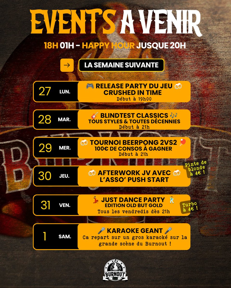 leburnoutbar's tweet photo. 🗓️ Et voici le programme des deux prochaines semaines ! https://t.co/WtTVXhFUVq