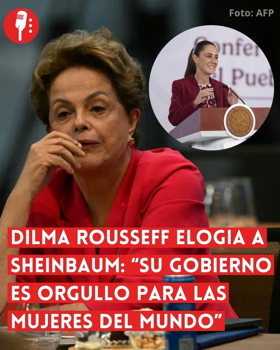 ReporterosMX_'s tweet photo. ⭕ OJO | DILMA ROUSSEFF ELOGIA A CLAUDIA SHEINBAUM: “SU GOBIERNO ES ORGULLO PARA LAS MUJERES DEL MUNDO”

La expresidenta de Brasil, Dilma Rousseff (@dilmabr), elogió el trabajo de la presidenta Claudia Sheinbaum (@Claudiashein) y afirmó que su gobierno es “un orgullo para todas las mujeres del mundo”. Las declaraciones las realizó durante la Conferencia Mundial de Inteligencia Artificial 2026, celebrada en Shanghái, China. https://t.co/iwxTNzW3fC