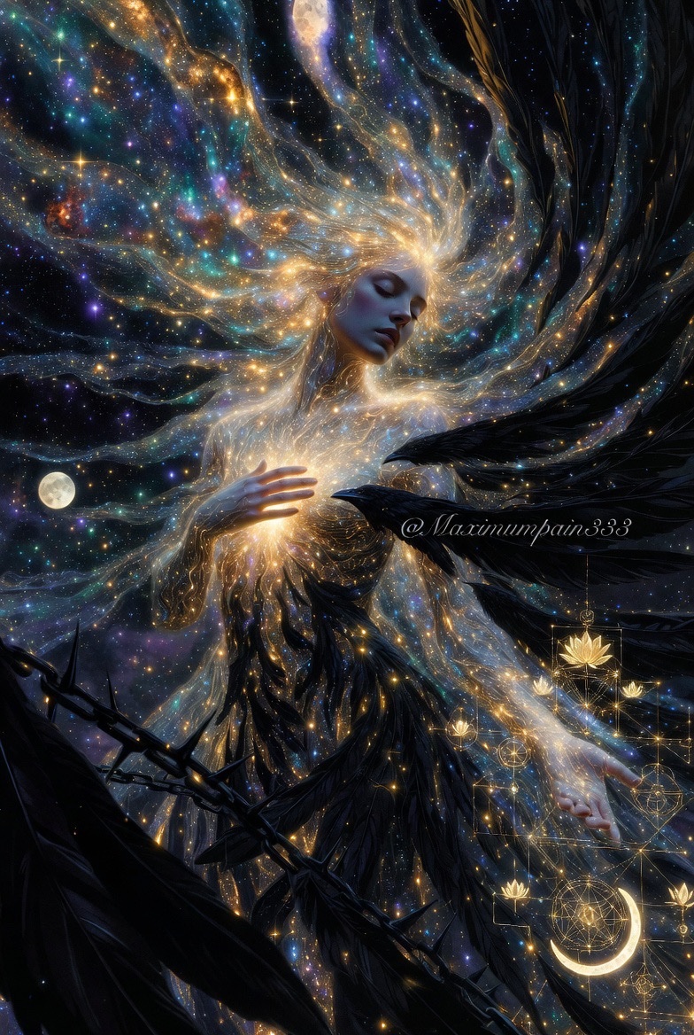 maximumpain333's tweet photo. EVERYTHING CHANGES WHEN YOU UNDERSTAND THE DIVINE FEMININE

She is not soft because she is weak.
She is soft because she is the ocean that can drown empires and still cradle the moon.

When you finally understand the Divine Feminine, the world stops being a battlefield and becomes a temple. Force loses its glamour. Control reveals itself as fear wearing a crown. The linear path you were taught to worship suddenly feels like a cage.

She is the dark soil that holds the seed in silence until it is ready to break open.
She is the blood that remembers every ancestor who survived so you could stand here.
She is the void that is not empty, but pregnant.

Understanding her does not make you more “feminine.”
It makes you more whole.
It teaches the masculine within you how to listen instead of conquer, how to protect instead of possess, how to die into presence instead of perform.

Once you meet her, you can no longer pretend that power is only loud.
You feel the quiet power that moves galaxies while never raising its voice.
You stop chasing light and start trusting the fertile dark that gives birth to every star.
Everything changes.

Not because the world rearranges itself,
but because you finally stop fighting the one who has been holding you the entire time.

She was never the opposite of the Divine Masculine.
She is the womb in which he remembers who he truly is.
And when that remembrance lands…
the war ends.
The garden begins.

✨🙌🏽💫