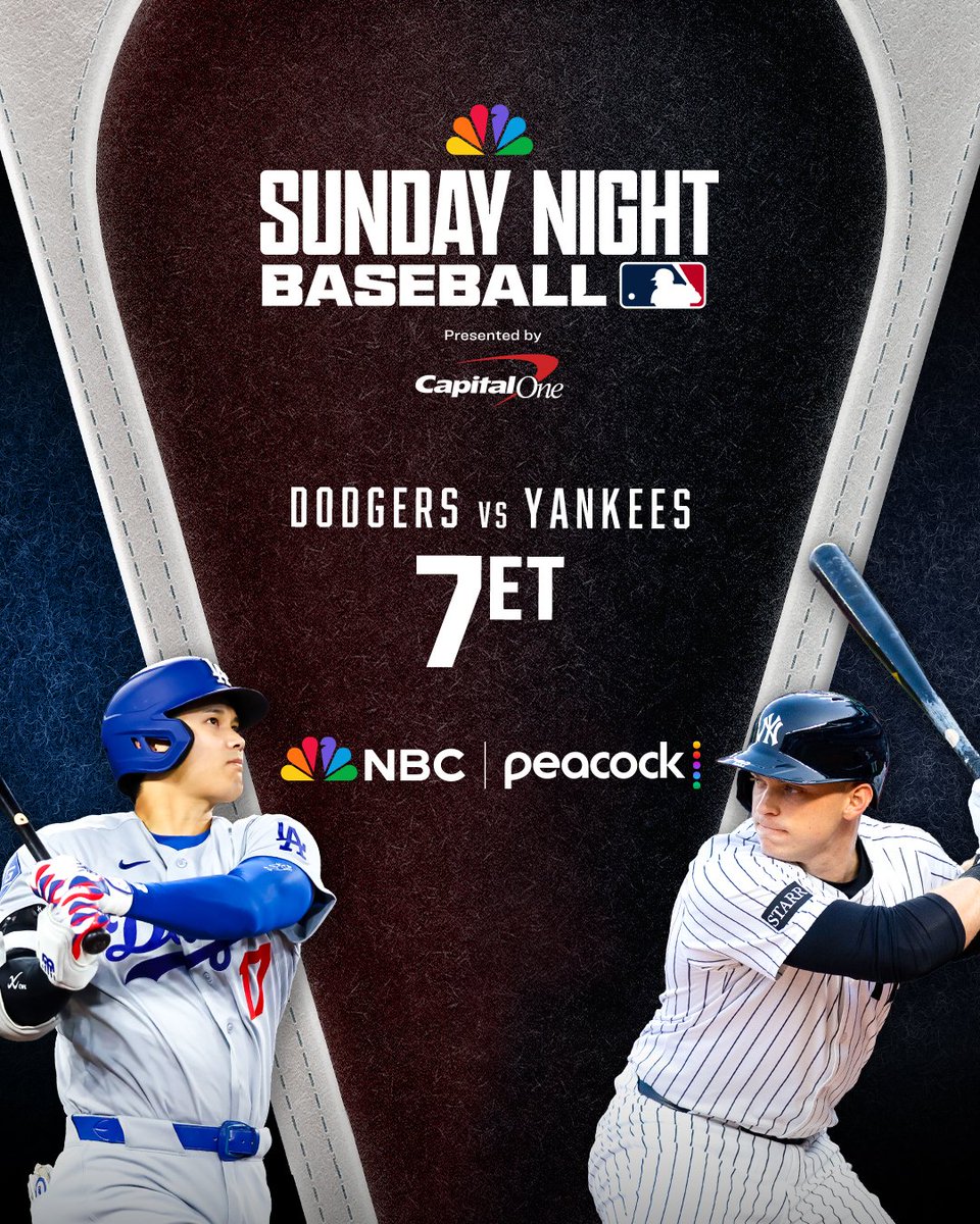 NBCSports's tweet photo. You don’t want to miss this. 🍿

📺 Dodgers at Yankees: Sunday 7 p.m. ET on NBC &amp; Peacock https://t.co/reviAGf4Oi