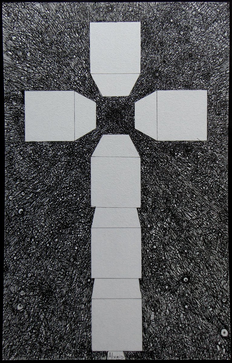 ascafama's tweet photo. Título: Crux Suspensa 
Técnica: Dibujo con tinta negra sobre papel 
Dimensión: 35 x 57 cm 
Autor: Alxnis
Año: 2026

#crux #art #draw #art #Alxnis https://t.co/2Lfr5TFf0r