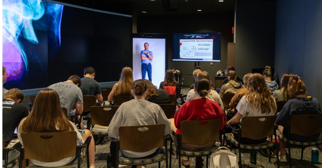 iexcelunmc's tweet photo. Occupational &amp; Physical Therapy students in Omaha &amp; Kearney connected through iEXCEL’s holographic technology for an interactive session. This cross-campus experience showcased how emerging technologies can enhance interprofessional education &amp; collaboration across Nebraska. https://t.co/CMcIACPAGy