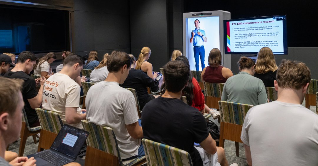 iexcelunmc's tweet photo. Occupational &amp; Physical Therapy students in Omaha &amp; Kearney connected through iEXCEL’s holographic technology for an interactive session. This cross-campus experience showcased how emerging technologies can enhance interprofessional education &amp; collaboration across Nebraska. https://t.co/CMcIACPAGy