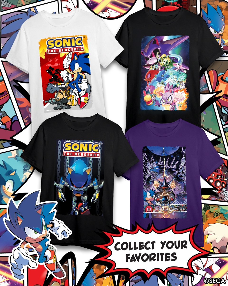 sonic_hedgehog's tweet photo. Suit up for Comic-Con with the new Sonic Comic Collection! Featuring tees inspired by iconic Sonic comic covers.

Which one are you wearing first?

Link: https://t.co/o0tgufJop5 https://t.co/LihEESEQxW