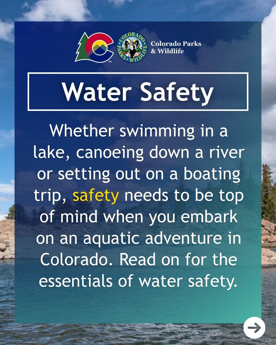 GovofCO's tweet photo. Colorado’s lakes, rivers, and reservoirs are some of the best places to enjoy our great outdoors. Before you head out, remember that Colorado water can stay cold, especially at higher altitudes, even on warm days, so wear a life jacket, check the weather, and plan ahead. Stay safe, be water smart, and have fun exploring Colorado.

https://t.co/qvCKD02ZKb