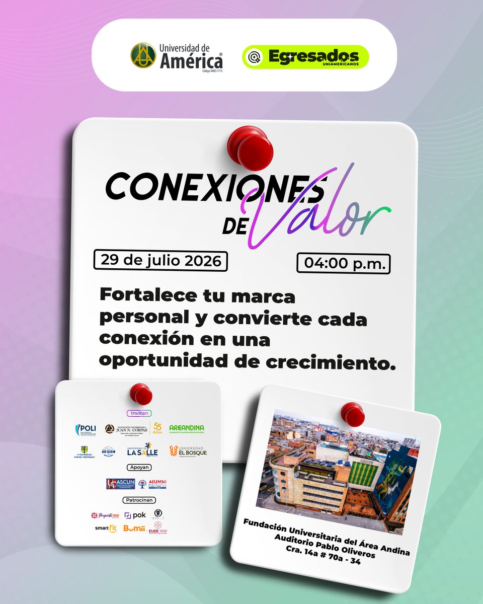 F_UAMERICA's tweet photo. 🚀 Egresado Uniamericano: tu próximo gran paso profesional podría comenzar con una sola conexión.

🎟️ La participación es gratuita. Solo debes inscribirte aquí:
👉 https://t.co/AsiaEoTrE2

#SomosUAmérica
#ConexionesDeValor
#networking
#marcapersonal https://t.co/GCta38908T