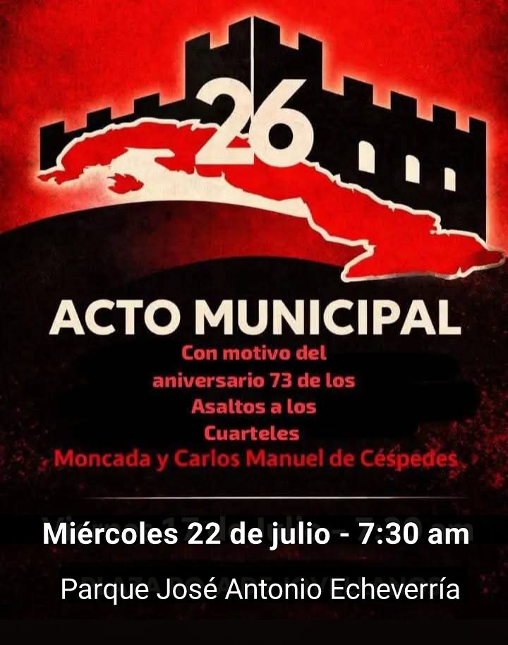 dmecardenas's tweet photo. Cárdenas recuerda el 73 aniversario de los asaltos a los cuarteles Moncada y Carlos Manuel de Céspedes. https://t.co/76JbhxNUEt