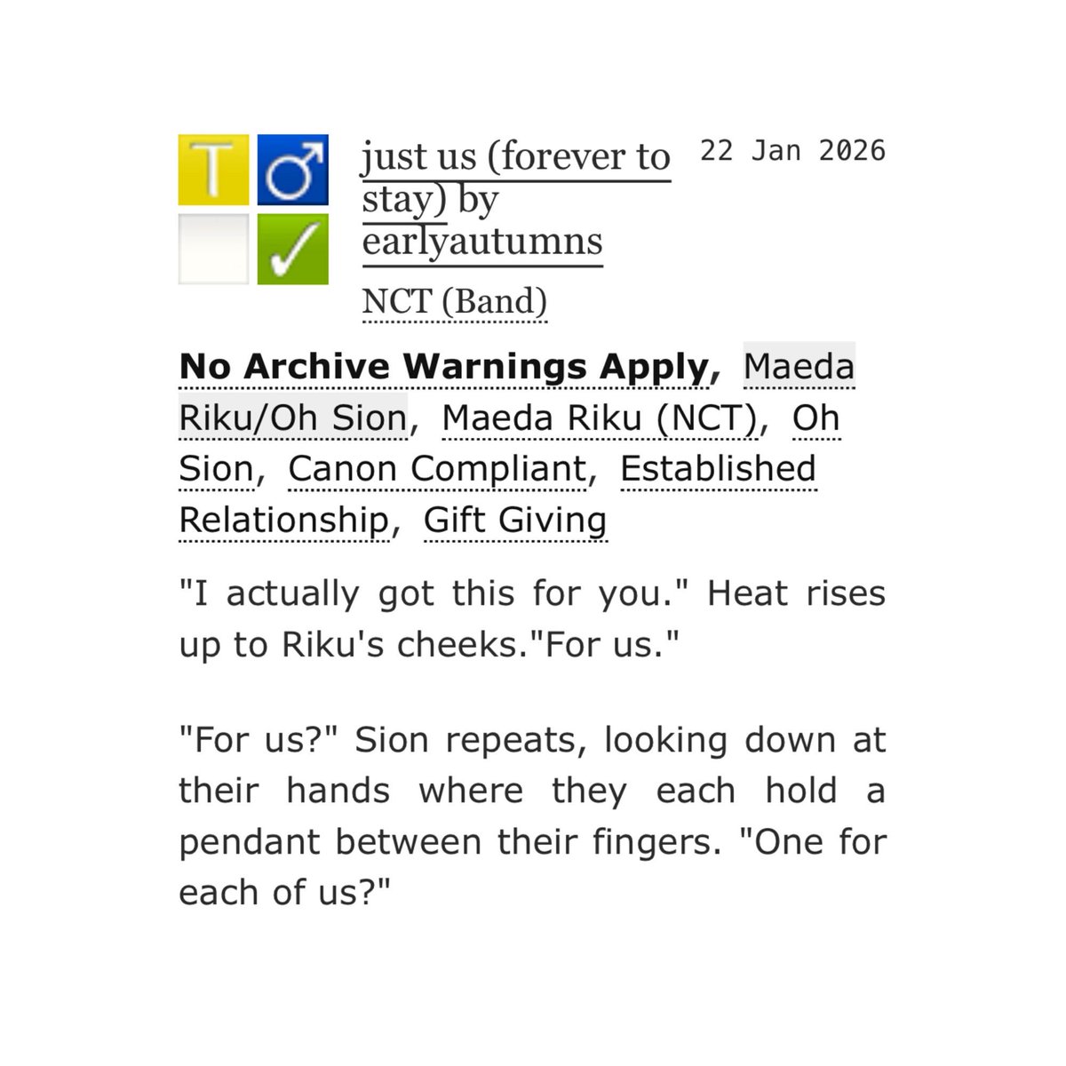 earlyautumns's tweet photo. just us (forever to stay)
— onri / syonkul
— rated T
— 3k 
— canon compliant/related https://t.co/Fo5hvMaxQB