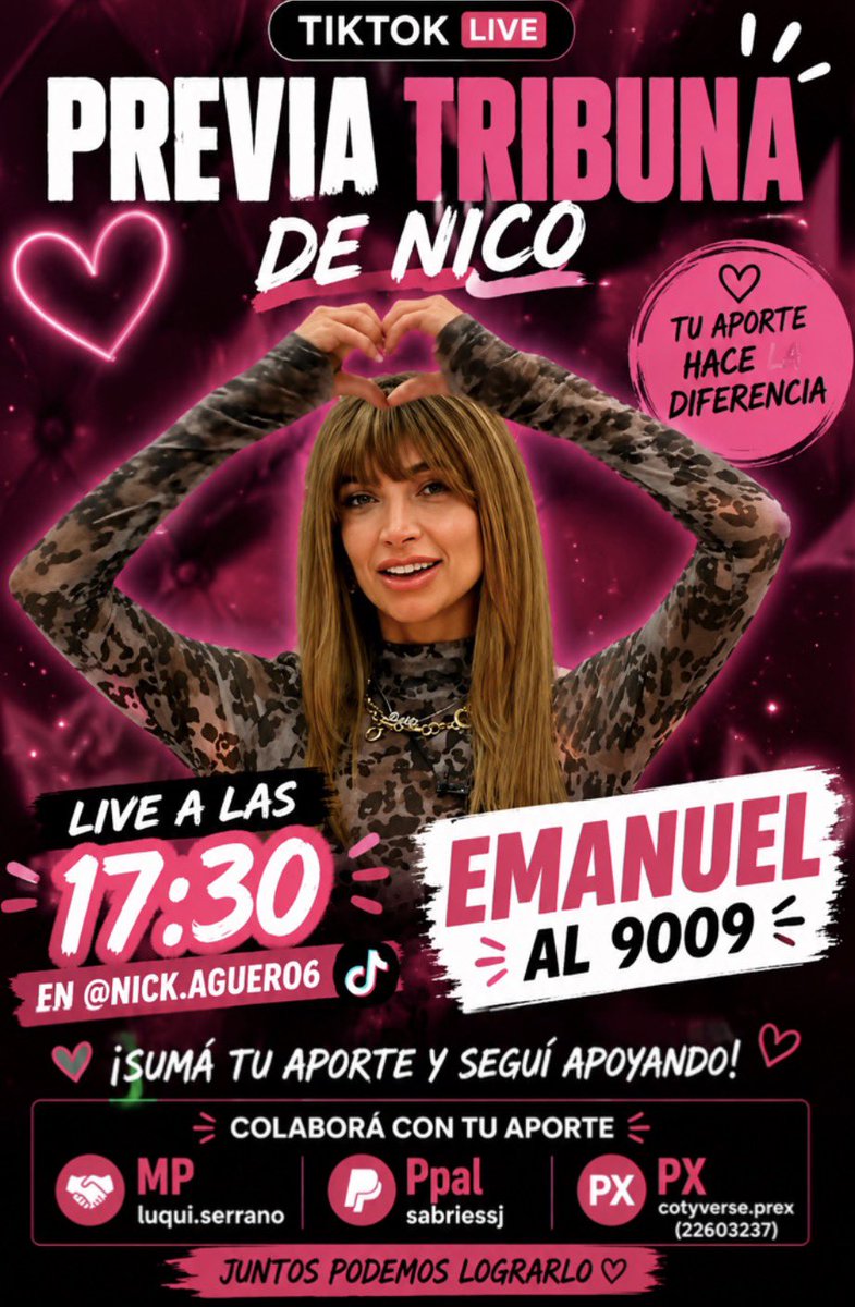 lucaserrano_'s tweet photo. LIVE RECAUDACIÓN PARA EMANUEL AL 9009 A LAS 17:30🔥

PREVIO AL LIVE DE @AgNico13 ‼️ #granhermano https://t.co/7KT6t24fNv
