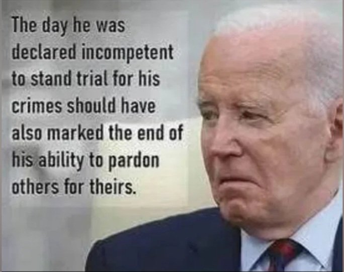 KennethFCrowe1's tweet photo. 🇺🇸 The day Biden was declared incompetent to stand trial for his crimes should have ended his ability to pardon others.
This two-tiered system is outrageous. If he’s not fit to face justice, he’s not fit to hand out get-out-of-jail-free cards to his family and allies.
The rule of law must apply to everyone — including the Bidens.
@KennethFCrowe1™
#Biden #TwoTieredJustice #MAGA #AmericaFirst