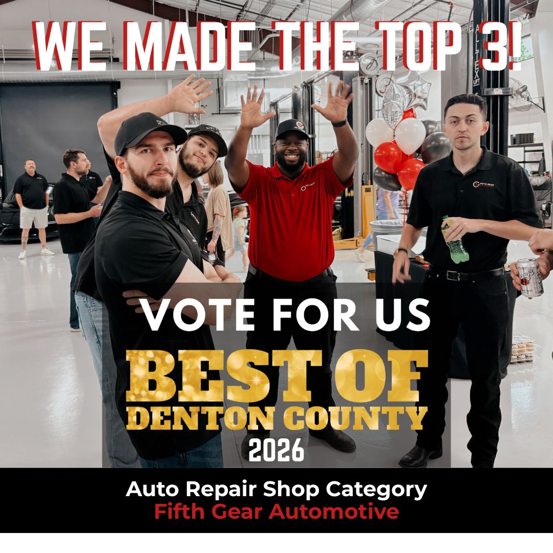 FifthGearAuto's tweet photo. Big news — Fifth Gear Automotive (Lewisville &amp; Argyle) is a Top 3 Finalist for Best Auto Repair Shop in Denton County! Voting is open through August 12. Tap the link: https://t.co/i8MXoZvjAQ to vote daily. Thank you for driving our success! 
#BestOfDentonCounty2026 #TopRepairShop https://t.co/l4qGU83gcT