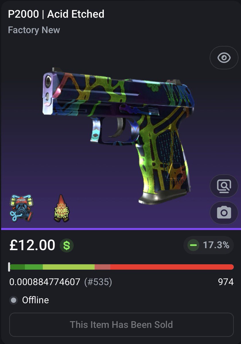 adsyyycs2's tweet photo. 0.0008 P2000 | Acid Etched
✅FLIPPED✅
➡️Bought for: £12.00
➡️Sold for: £16.14
After fees, that's a total profit of £3.82 (31.81%)🤑💵
Find Skin Deals @ https://t.co/oZOTcCGoPT
#csfloat #cs2 #csgo #counterstrike #skins #trading #flipped #profit #roadto5k https://t.co/ohCd1XEX9e