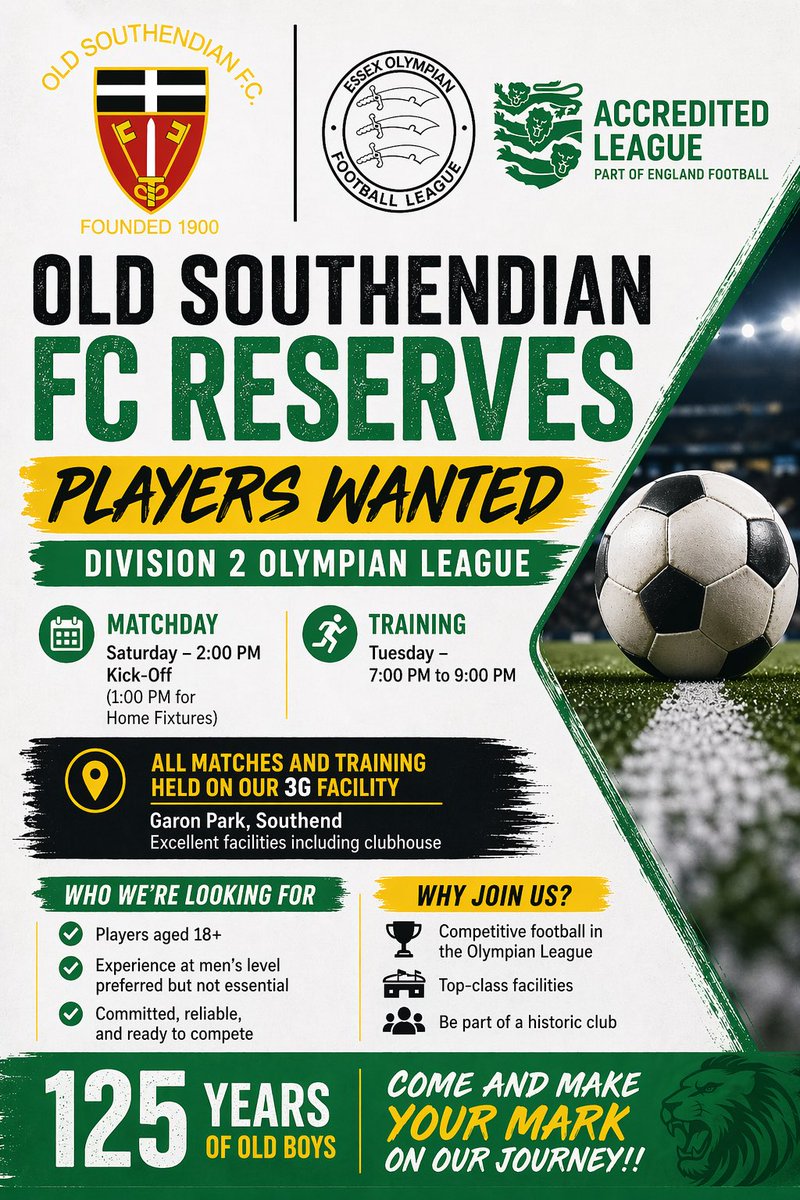 OSFCAteam's tweet photo. Based in Southend on Sea
@Player1stUK @Player_TeamFind @purelyplayers @FreeAgentsFC @Jobsforfotbal 
@eofl @EssexSenior @EssexCountyFA 
#squadbooster https://t.co/ZGZyoyNYTq