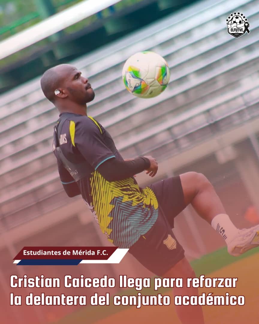 ElFutve's tweet photo. Estudiantes de Mérida anunció un nuevo refuerzo de cara al torneo Clausura 2026 de la Liga FUTVE. El delantero Cristian Caicedo de 24 años de edad  llegó al cuadro rojiblanco procedente del conjunto Águilas Doradas de Rionegro de la primera división del fútbol colombiano. https://t.co/L7yFEXzTH2