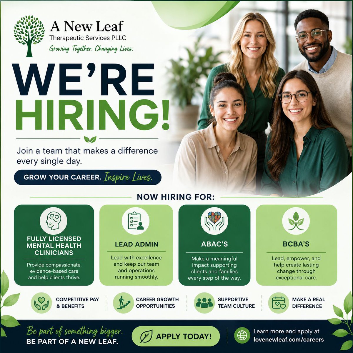 _newleaftherapy's tweet photo. If you're looking for a career where your work truly matters, we'd love to meet you.
📍 Join a growing organization dedicated to excellence in Mental Health, ABA Therapy, and Speech Therapy.
🌐 Apply today: https://t.co/KQIsIsf7BF
#NowHiring #HealthcareCareers #MentalHealthJobs https://t.co/hbIQiqPiFW