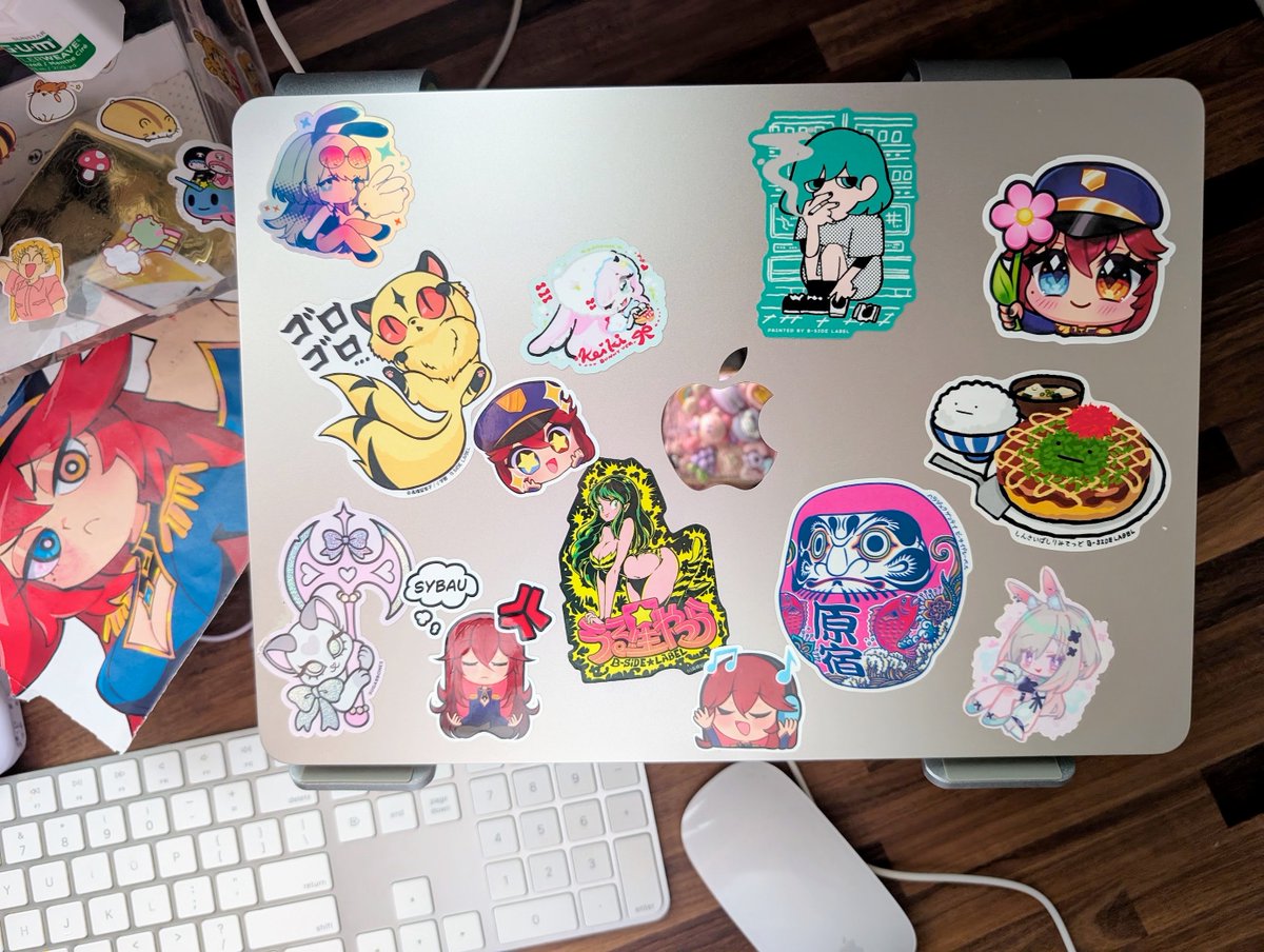 MishBad_'s tweet photo. In case you didn't know.. I love stickers! crazy I'm finally holding some art I drew? With my hand? I'd love to give these away to future vtuber friends🥹 #OffKaiGen5 https://t.co/rVB4iR9fww