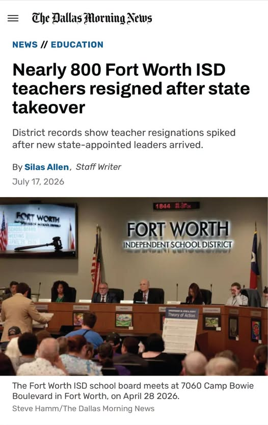 MikeJoh14725926's tweet photo. 800 teachers resigning is a sign that poor leadership is in place. Gov. Abbott is using TEA to take over local school districts. If I were a teacher in Fort Worth ISD, I would leave as well. We need to vote out the problem: Gov. Abbott.
@GovHotWheels_TX https://t.co/Ni9WLqf8LD