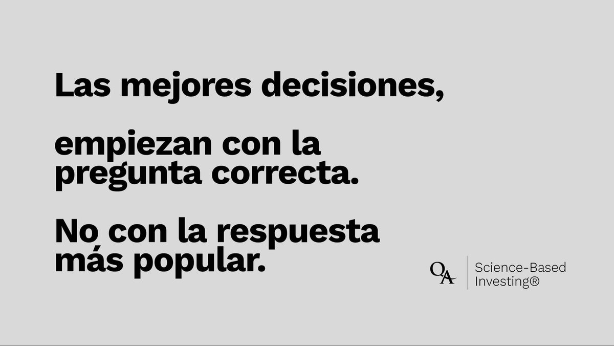 QuantorAdvisors's tweet photo. Las decisiones de inversión más importantes no dependen de encontrar respuestas fáciles, sino de hacerse las preguntas correctas.

Science-Based Investing®️

#ScienceBasedInvesting #QuantorAdvisors #Inversiones https://t.co/PqBnopFxvx