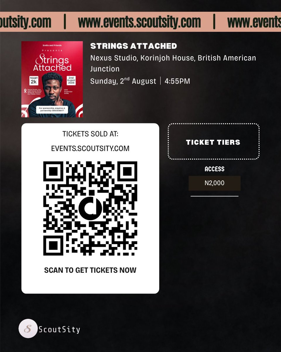 scoutsityevents's tweet photo. 🔥 Strings Attached (Sunday, 2nd August)
🎟️ Grab your passes here: https://t.co/5VrNYS9rhc https://t.co/CJz8mCBKez