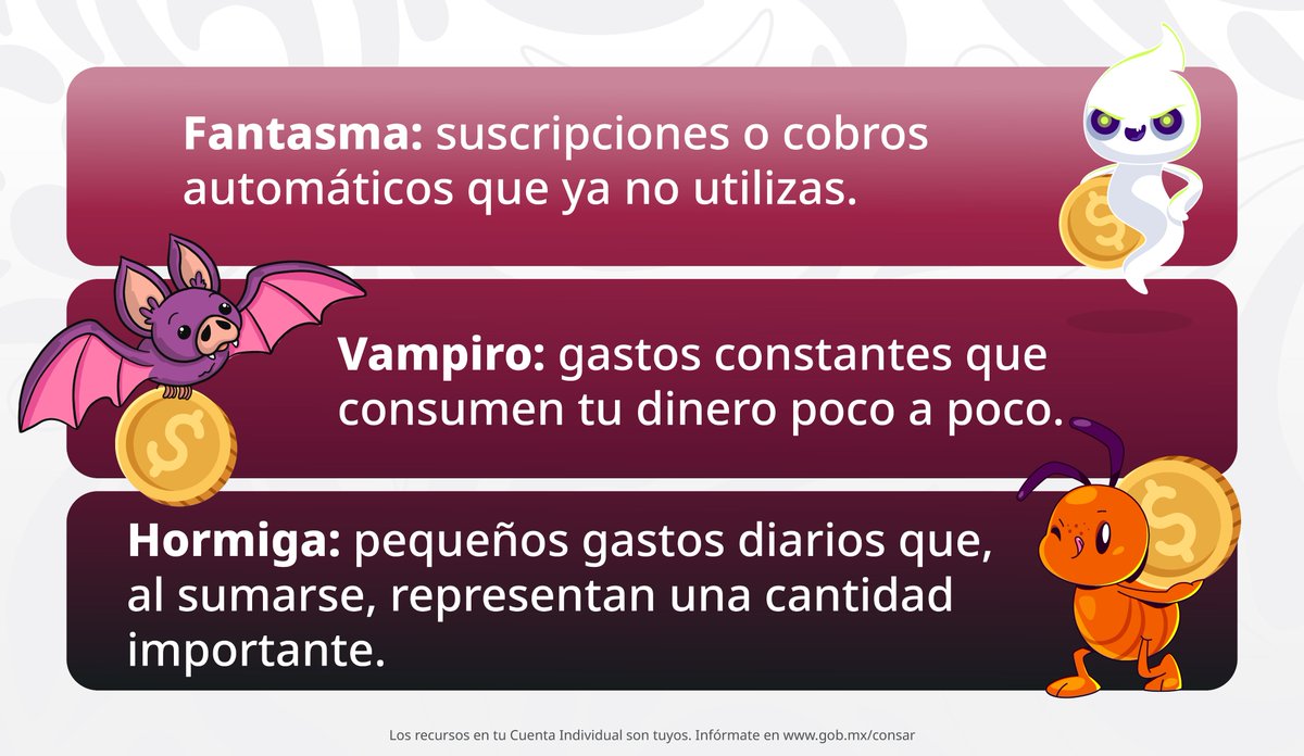 PENSIONISSSTE_'s tweet photo. 👻🐜 ¿Los gastos hormiga, fantasma y vampiro están chupando tu dinero sin que te des cuenta?

Descúbrelo con nuestra Calculadora Integral e identifica esos pequeños gastos que pueden estar afectando tu bienestar financiero y tu ahorro para el retiro. 💰📉

📲 Haz clic aquí y toma el control de tus finanzas: https://t.co/wrKHqHq8FB

¡Conocer tus hábitos de gasto es el primer paso para fortalecer tu retiro! 💚

#YoTeExplico #EducaciónFinanciera #BienestarFinanciero #AhorroParaElRetiro #AFOREPENSIONISSSTE #CalculadoraIntegral