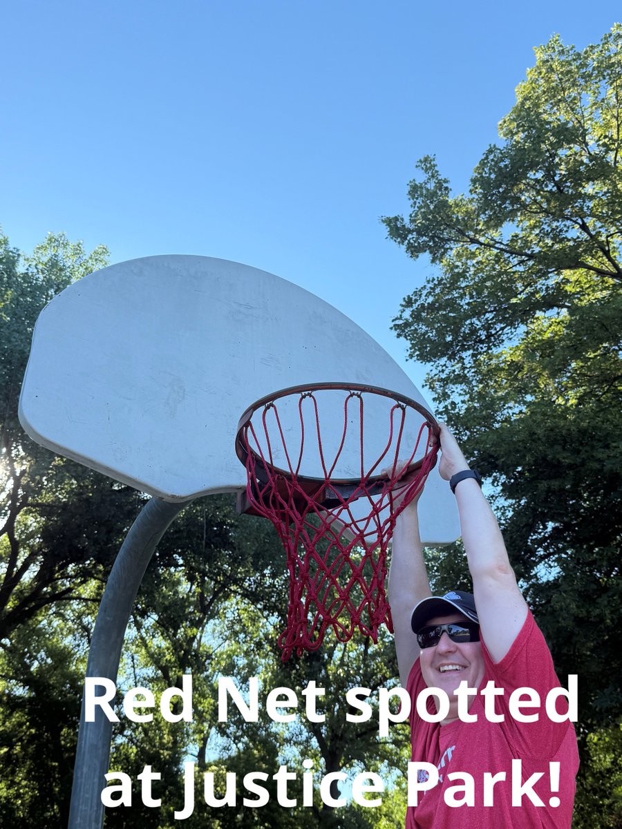 SubyInsurance's tweet photo. Andrew can dunk! RedNet spotted in Marshall! We've teamed up with Marshall Parks to install them town-wide, as State Farm is on a mission to revive community courts with new nets. Spot a red net? Share your pic! 🙌 #RedNets #CommunityHoops #statefarm #subyinsurance https://t.co/O0j11gKnfp