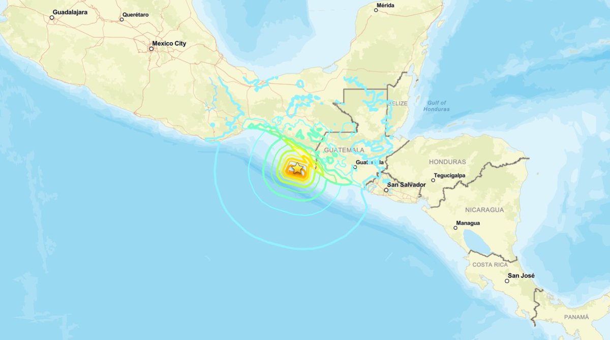 mercenarygeo's tweet photo. M7.3 #earthquake 58 km WSW of Puerto Madero, Mexico. Tsunami threat lifted. https://t.co/06AjL6eGa8 https://t.co/tYxEtWwnHN