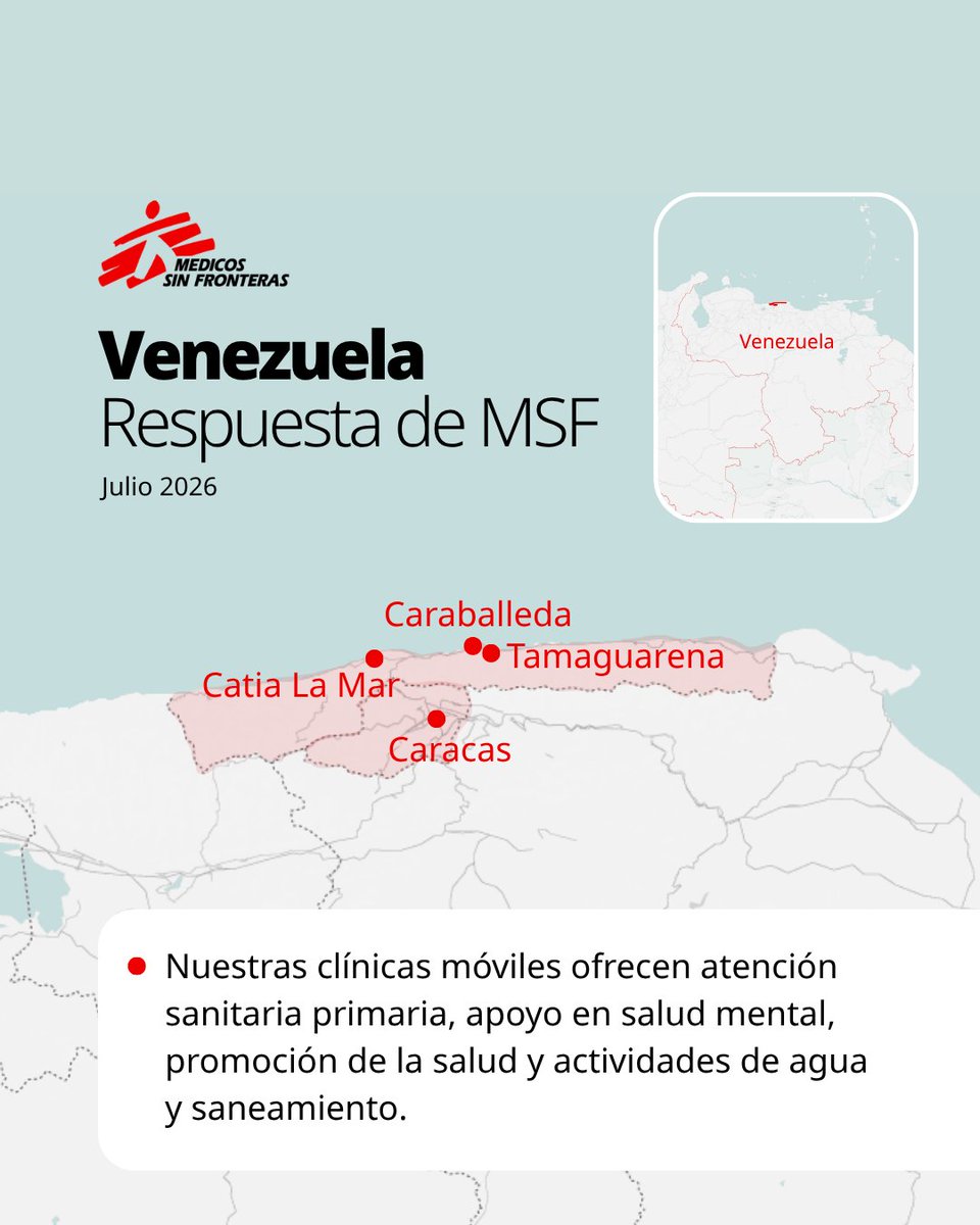 MSF_Argentina's tweet photo. ¿Cómo sigue nuestra respuesta en #Venezuela?
Continuamos trabajando en La Guaira y Caracas con clínicas móviles, apoyo a hospitales y distribución de medicamentos, material médico y productos de higiene ⚠️
Una emergencia no termina cuando deja de temblar la tierra. https://t.co/y9zz213UAo