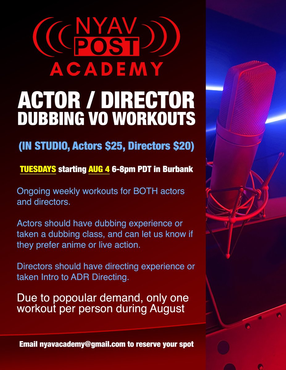 nyav_post's tweet photo. We are taking signups for August Actor/Director Workouts! Email nyavacademy@gmail.com https://t.co/6PgLiUUQiy