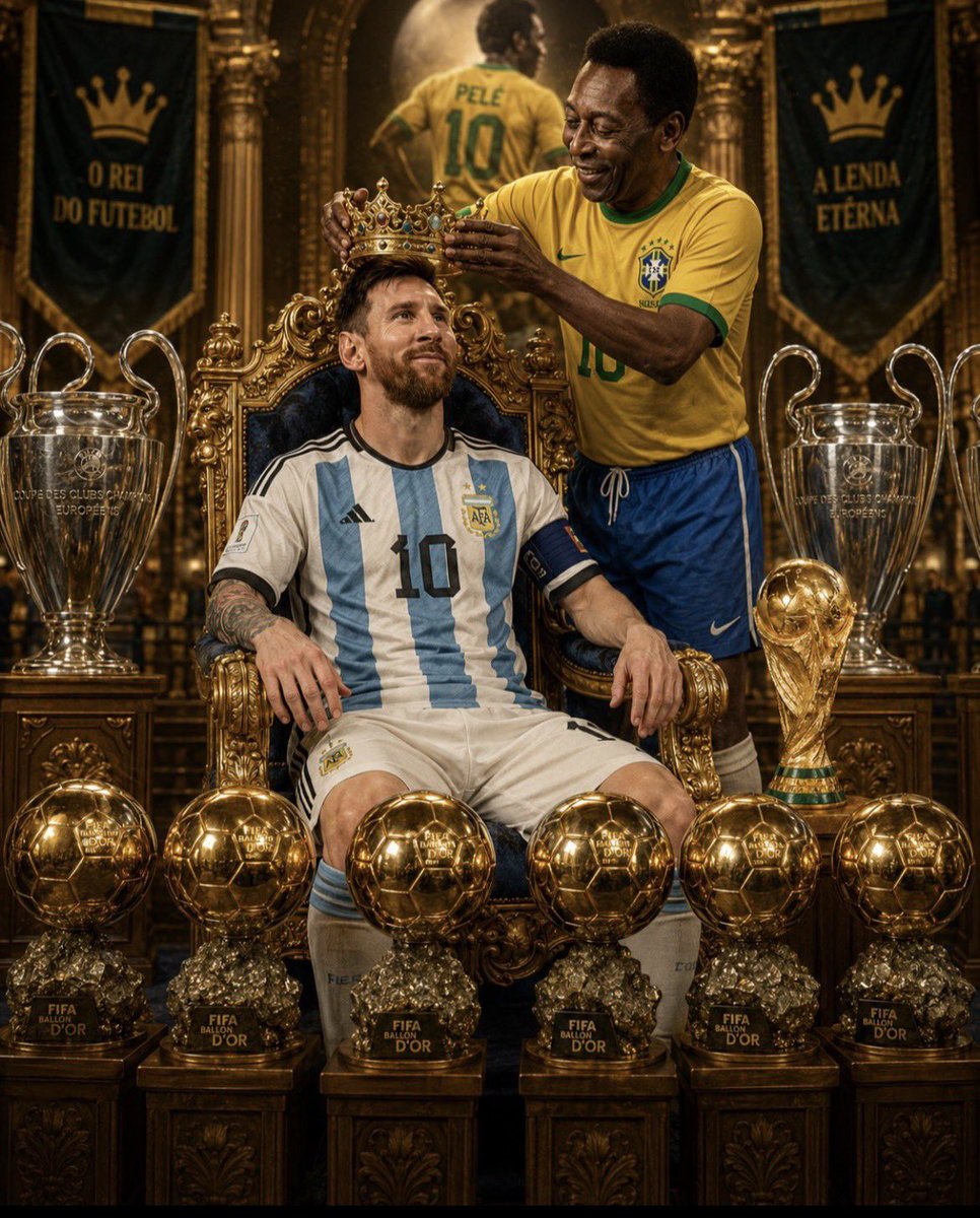 OFCBostil's tweet photo. 8 bolas de ouro 
2 copas América 
3 finais de copa do mundo
4 taças da Champions League 
Maior artilheiro das copas 
Maior assistente das copas
Dezenas de títulos nacionais
Jogando em alto nível aos 39 anos

Já passou da hora do Messi se tornar o rei do futebol. https://t.co/8pBrNKB0dc
