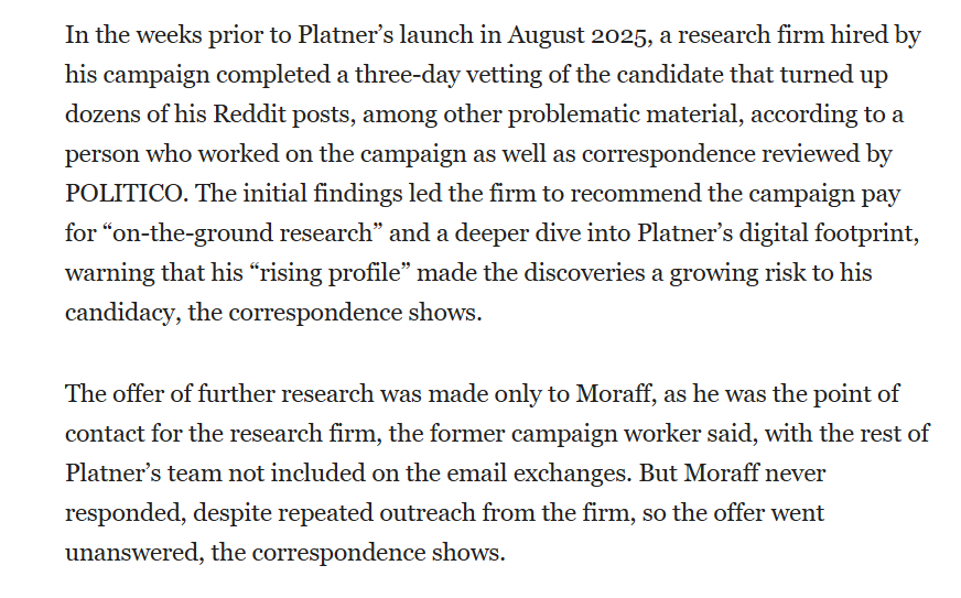 nick_field90's tweet photo. The Platner campaign only paid for a three-day vetting process of their candidate. The firm found a lot, and asked for more money to do more research, but Daniel Moraff ignored them https://t.co/3F6podkYbO https://t.co/3QsqdrrFGD