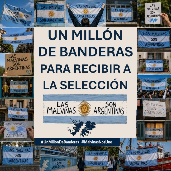marianoobarrio's tweet photo. SIGUEN CONVOCANDO
Cuando vuelva la Selección, queremos que las calles, plazas, clubes, comercios y balcones digan lo mismo:   LAS MALVINAS SON ARGENTINAS 
¿Tenés una bandera? Escribí la frase sobre la franja blanca con marcador, pintura o lo que tengas. Fabricá tu propia bandera. Colgala.  Llevala.  Compartila. No importa cómo esté hecha. Cada bandera cuenta. #UnMillonDeBanderas #MalvinasNosUne