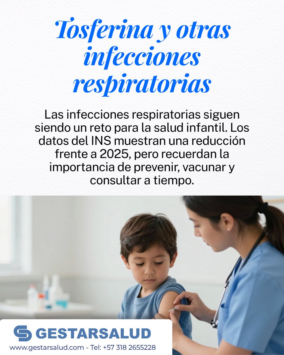 Gestarsalud's tweet photo. 🫁👶 Las infecciones respiratorias siguen siendo un reto para la salud infantil. Los datos del INS muestran una reducción frente a 2025, pero recuerdan la importancia de prevenir, vacunar y consultar a tiempo. #Gestarsalud #SaludInfantil https://t.co/E0330pAT4K
