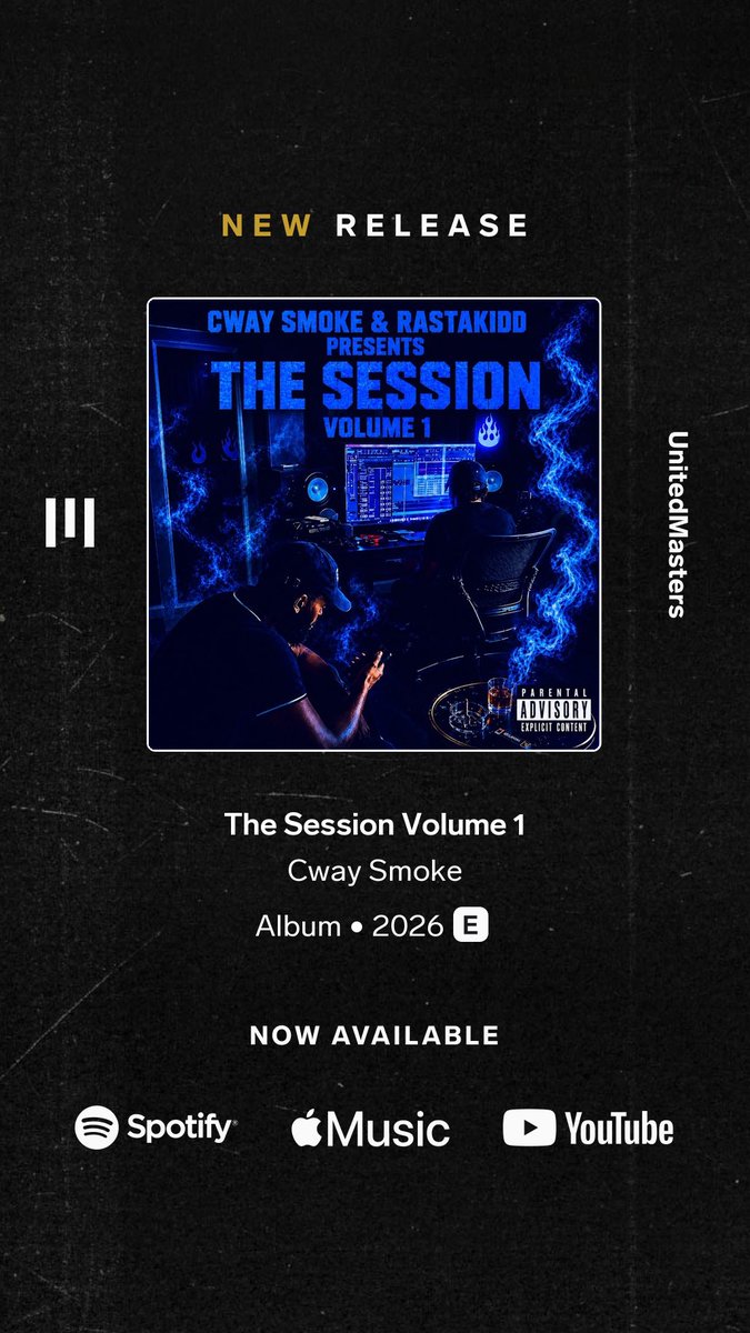 TRIBECwaySmoke's tweet photo. Cway Smoke - The Session Volume 1

#HIPHOP
#RAP
#MUSIC
#ARTIST
#VIRAL https://t.co/YAbP3QXQAV https://t.co/C5alD7Z6PT