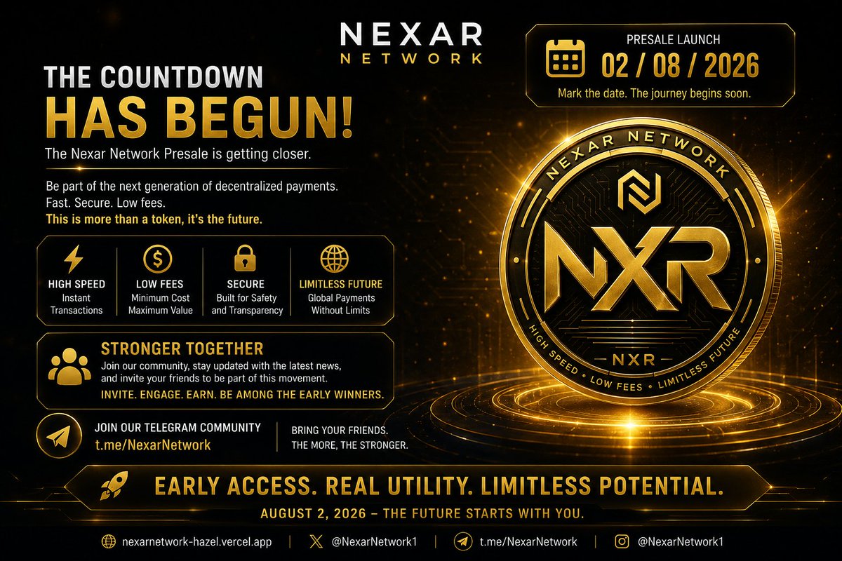 NexarNetwork1's tweet photo. π₯ Presale is coming.
π
August 2, 2026
Join the Nexar Network community today.
π’ https://t.co/ALrPlTvWwH
#NXR #NexarNetwork #Presale https://t.co/uf4u5XjPXb