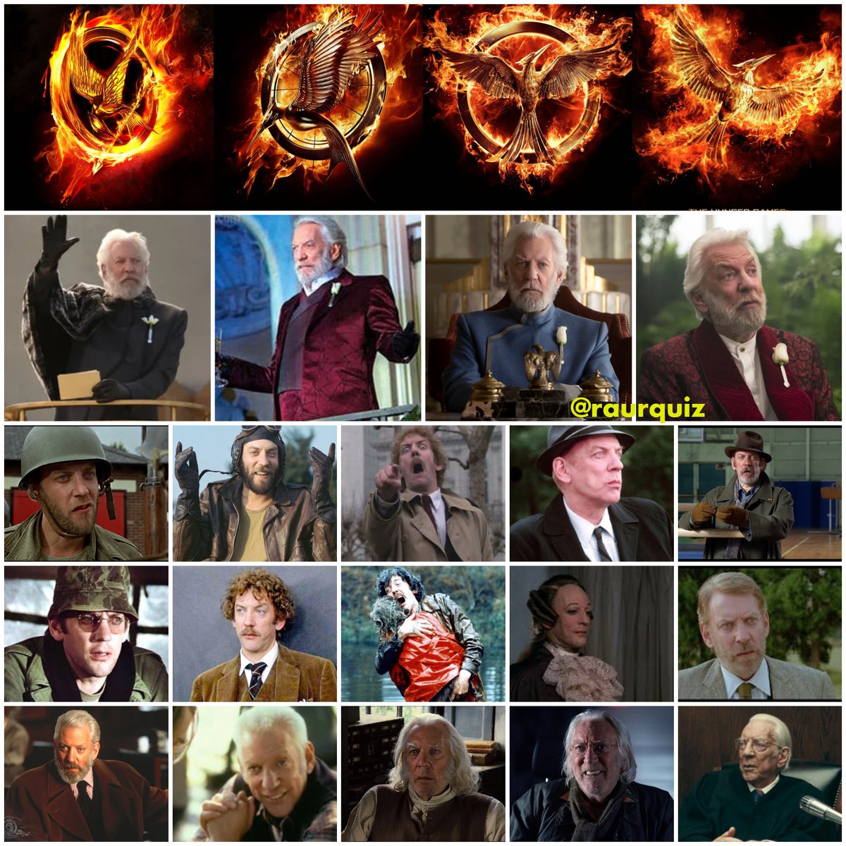 raurquiz's tweet photo. #remembering #donaldsutherland #actor #TheDirtyDozen #MASH #KellysHeroes #Klute #DontLookNow #1900 #Casanova #AnimalHouse #InvasionoftheBodySnatchers #OrdinaryPeople #ADryWhiteSeason #JFK #BuffytheVampireSlayer #SixDegreesofSeparation #WithoutLimits #PrideandPrejudice #TheHungerG https://t.co/JnvFGTpJHi