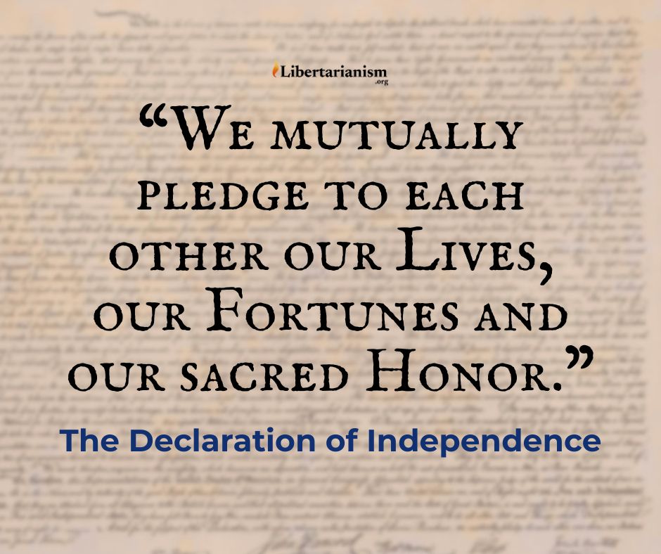 libertarianism's tweet photo. Do you have the courage to defend your principles? It’s easy to take for granted the risks the signers of the Declaration faced when they put their names on a document that would become foundational to the nation’s history. If the British won, the signers likely would have faced execution. Their belief in the cause of American liberty outweighed their fear of death.