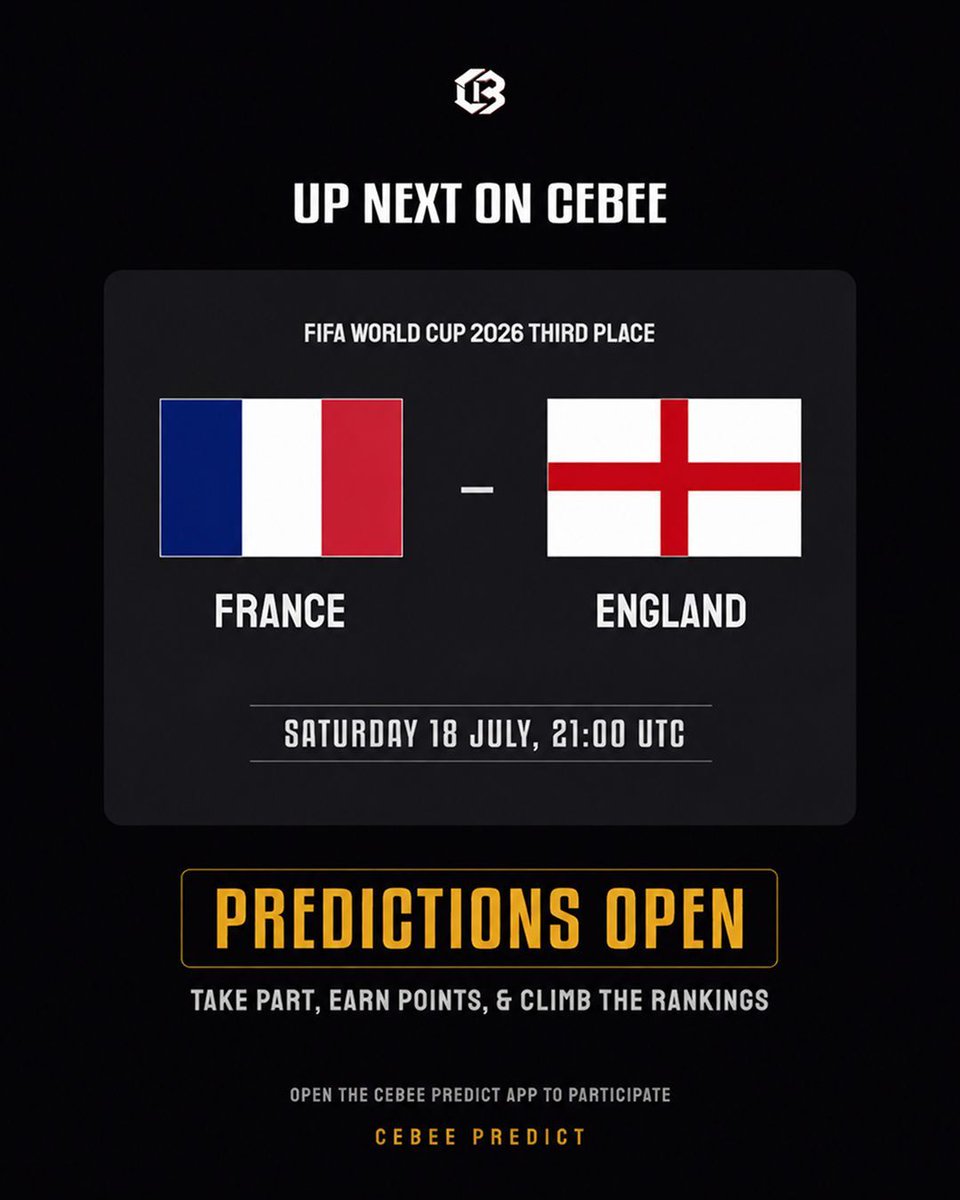 CeBeePredict's tweet photo. ⏭️ Up Next on CeBee.
Eyes on the next fixture.
How do you see this one playing out?👀
#CeBeePredict #FootballPredictions #WorldCup2026 #FootballFans #FootballCommunity #MatchPredictions https://t.co/wmmnpwphxo