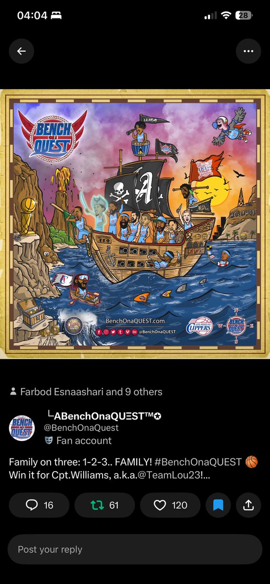 BenchOnaQuest's tweet photo. Our favorite tweet: https://t.co/EzQPj73qG4 x @TeamLou23 #ClipperNation ⚓️ @terance_mann @kawhi_ring #KawhiLeonard #ArtOnFIRE 🎨 https://t.co/9BHcYdwh9W